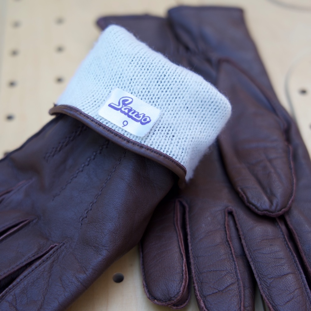 Vintage Sauso Leather Exterior & Wool Knitted Interior Gloves - Picture 11 of 12